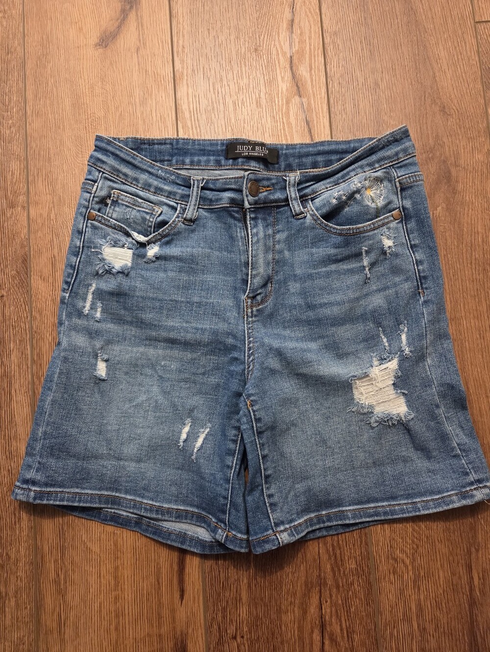 Judy Blue Distressed Denim Shorts - Blue